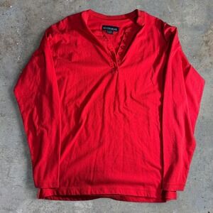 Mountain Lake Red Long Sleeve Henley Shirt Men's Size M Casual Basic